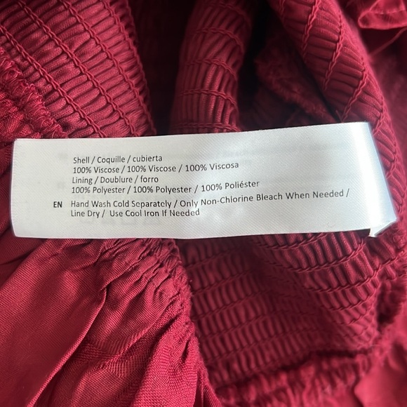 Band of the Free Lea Rhubarb Smocked Puff Sleeve Ruffle Hem Crop Top Size Large - Picture 11 of 11